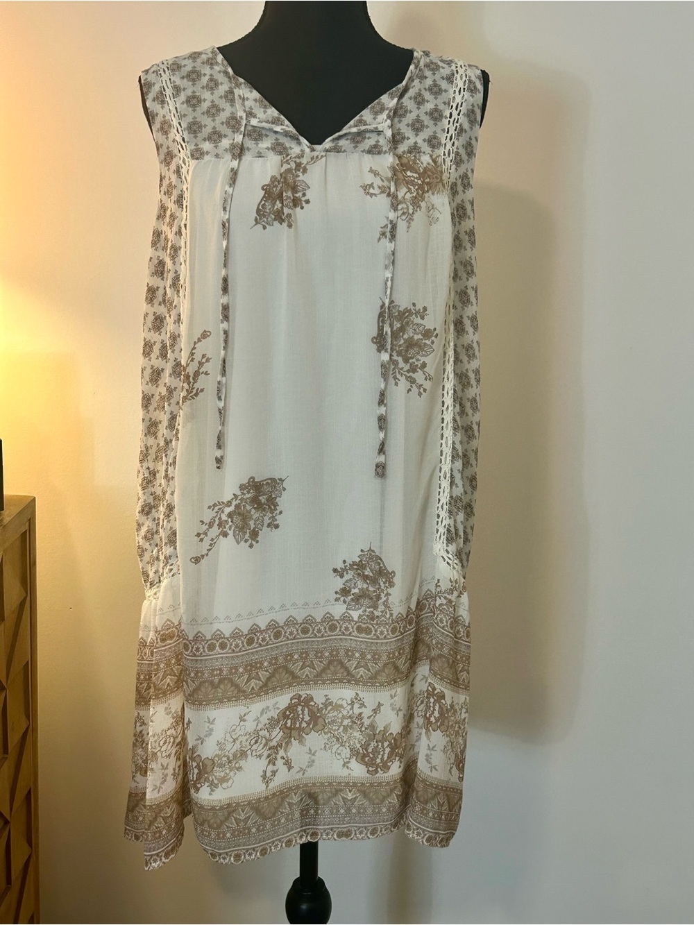 Xhilaration Boho Floral Border Print Sleeveless Tunic Dress XL